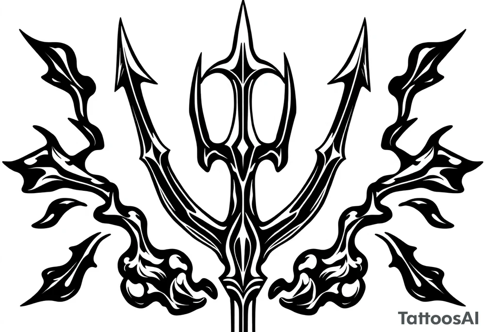 trident with cool background tattoo idea
