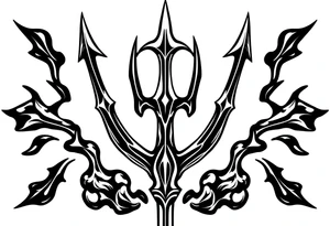 trident with cool background tattoo idea