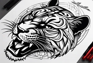 Black minimalist tattoo of a panther tattoo idea