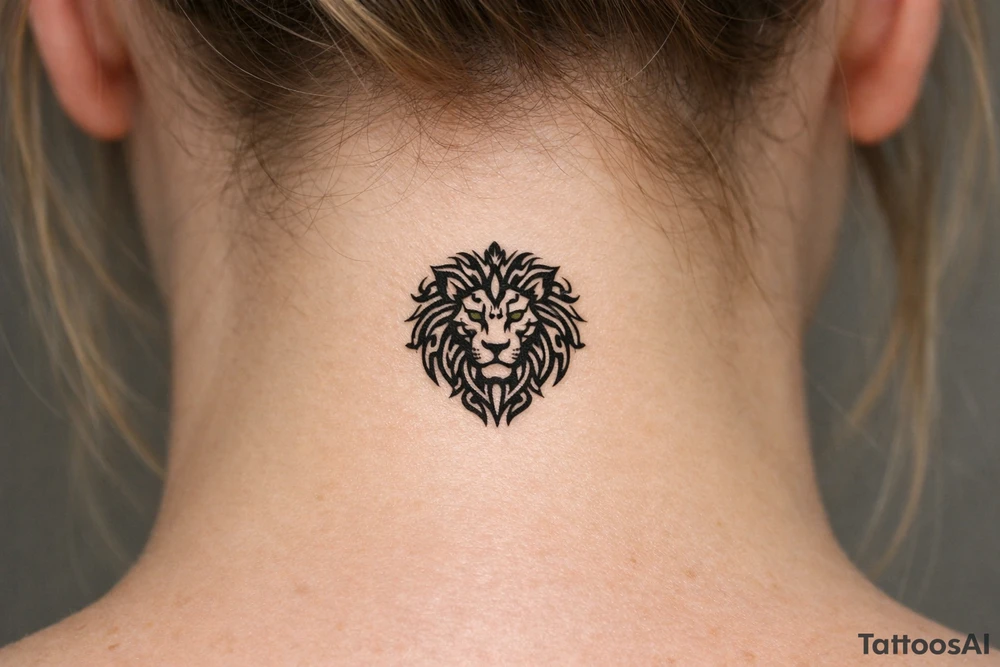 a lion with an ornate flowing mane tattoo idea