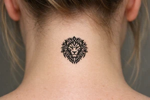 a lion with an ornate flowing mane tattoo idea