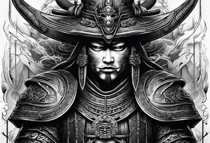 Japanese samurai in Giger style tattoo idea