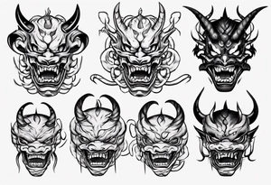 biting the snake  oni mask tattoo idea