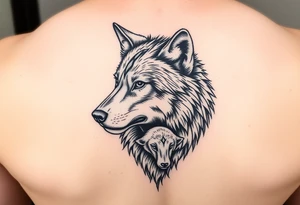 A solitary yet sublime and noble wolf and its progeny. the face for arm tattoo tattoo idea