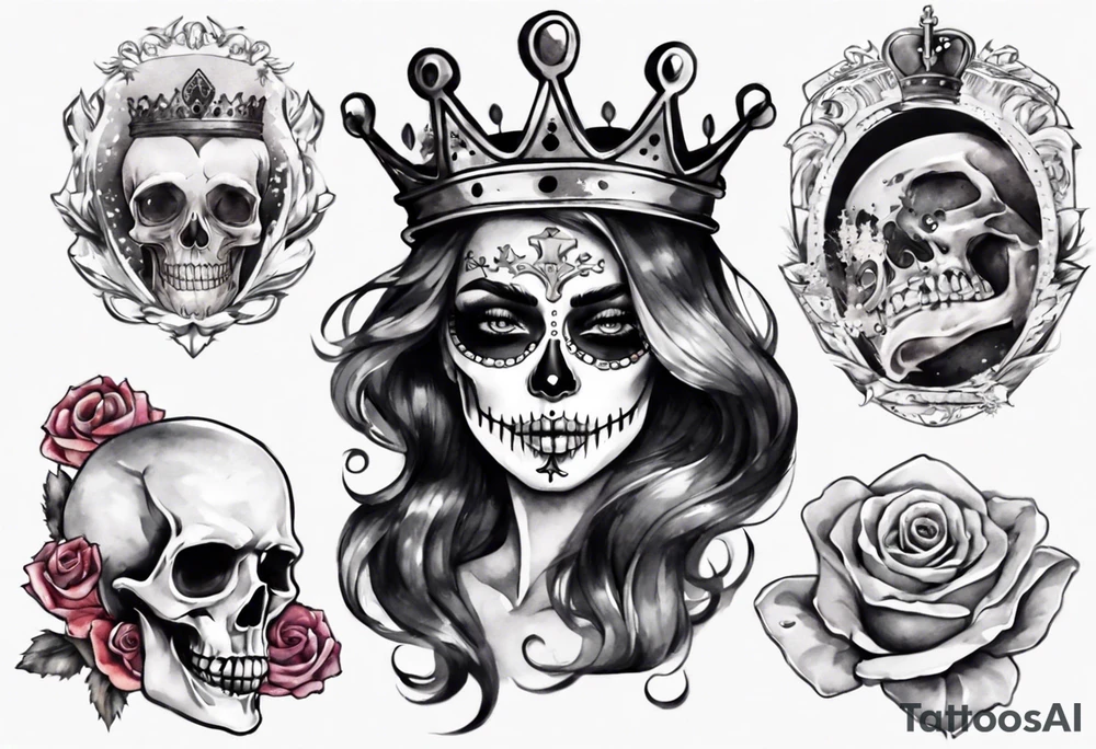 santa la muerta with money and crown
on the card tattoo idea