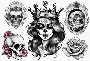 santa la muerta with money and crown
on the card tattoo idea