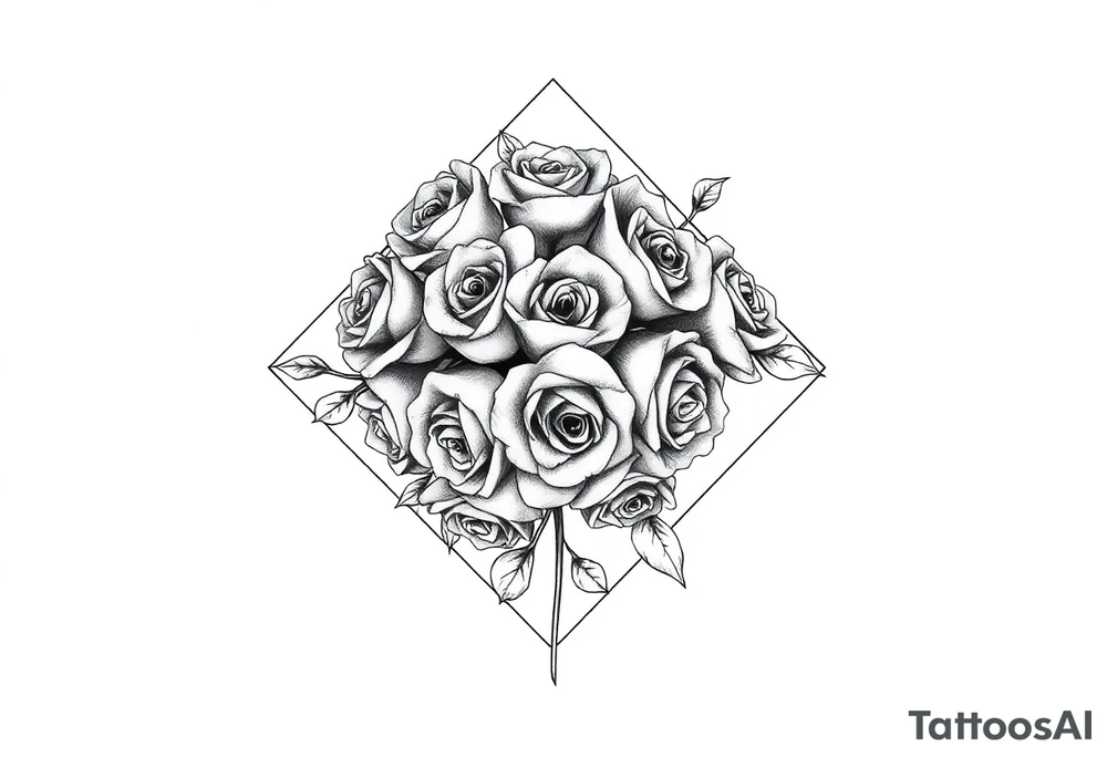 A lot of Small Roses in a diamond shape tattoo idea