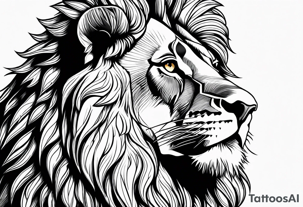 powerful majestic lion, close-up tattoo idea