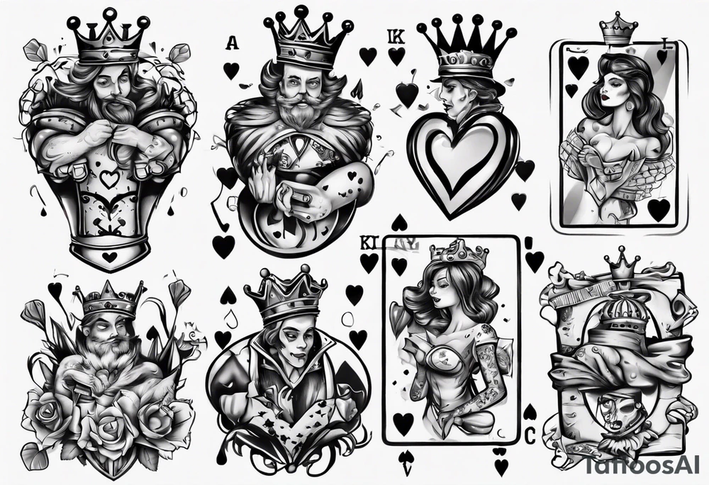 king and queen of hearts tattoo idea