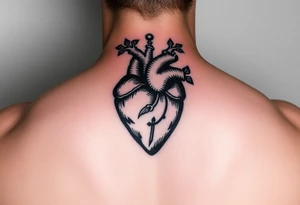 medieval heart woodcut tattoo idea