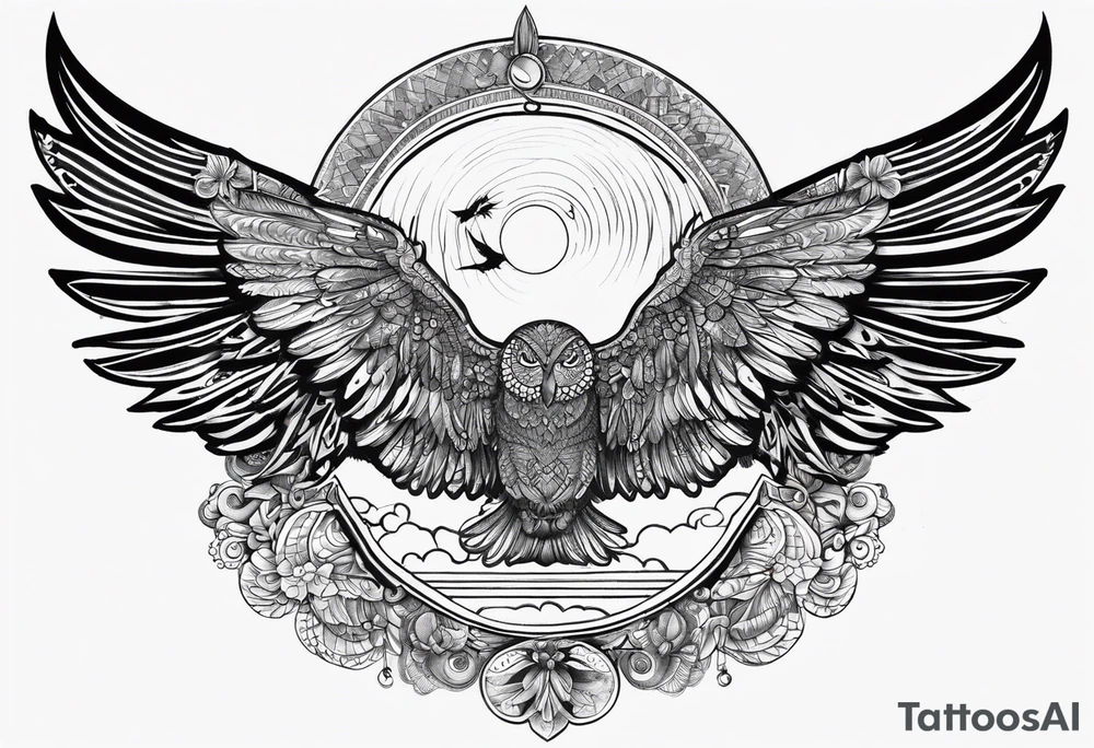 wings with the date September 28, 2005 tattoo idea