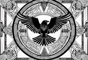 Viking Vegvisir with raven wings around it, Valknut tattoo idea