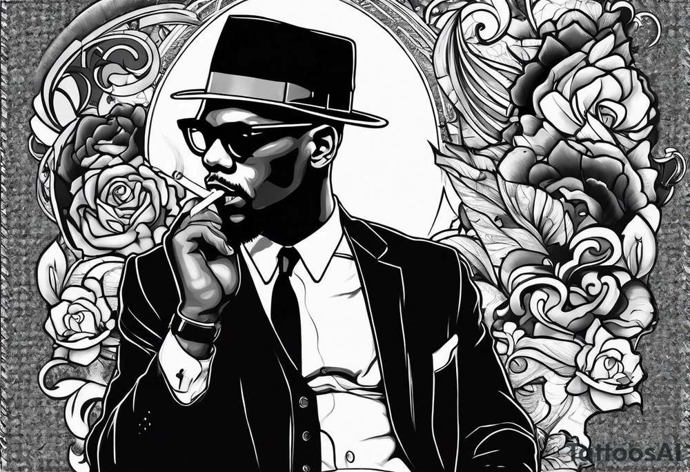 Malcolm X smoking cigarette tattoo idea
