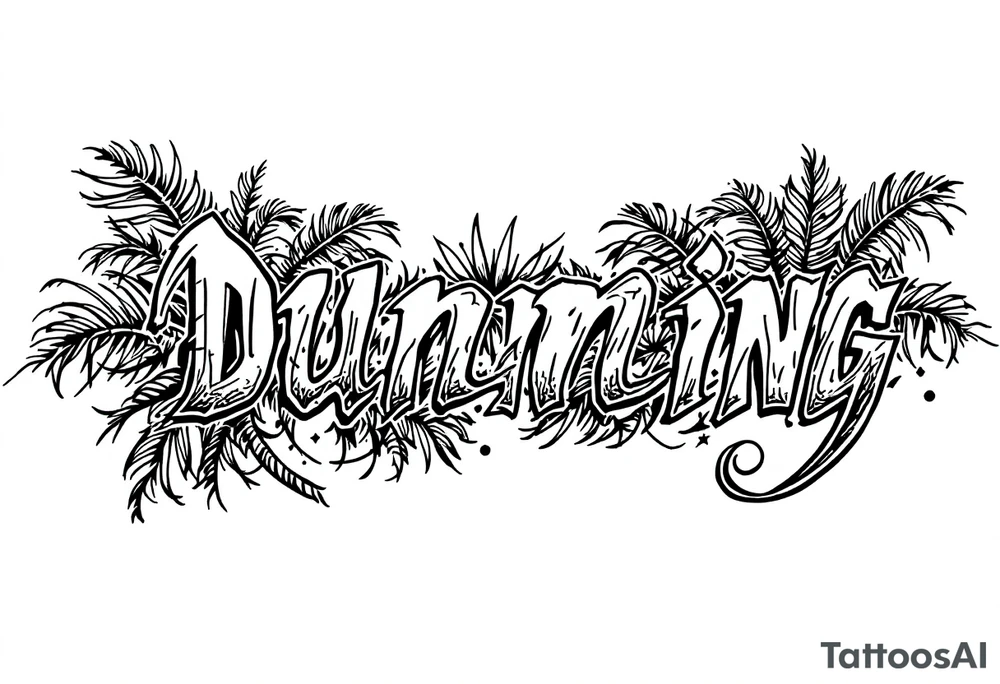 Dunning, Jungle theme with palm trees,taino symbols,philipino sun, tattoo idea