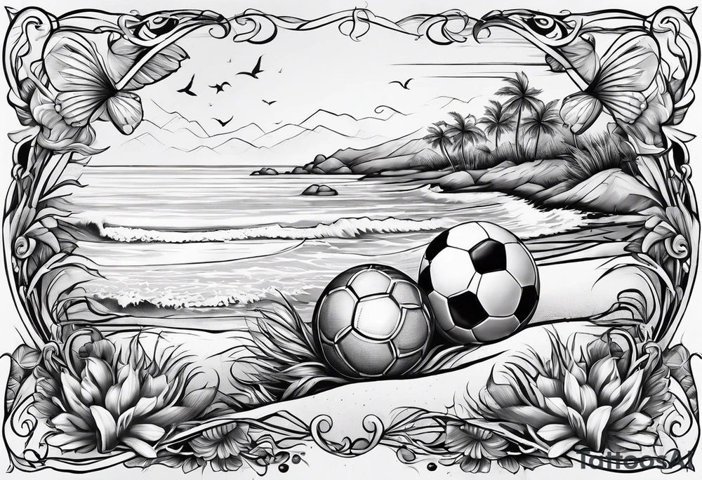 beach and football tattoo idea