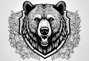 Bear head in the middle of a sheild tattoo idea