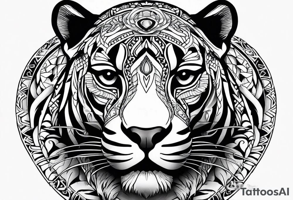 aztec black jaguar with snake tattoo idea