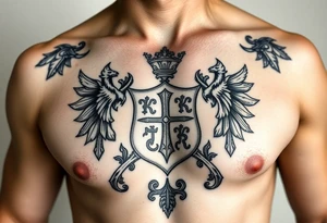 Powerful mideval Irish family crest for a full chest tattoo tattoo idea