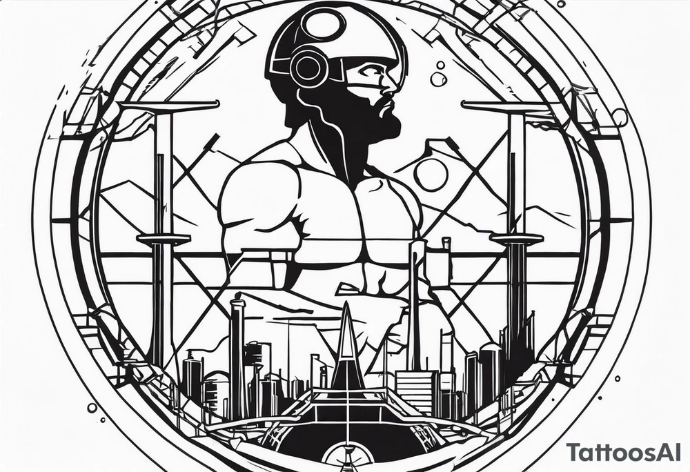 Atlas God holding up industrial facility tattoo idea