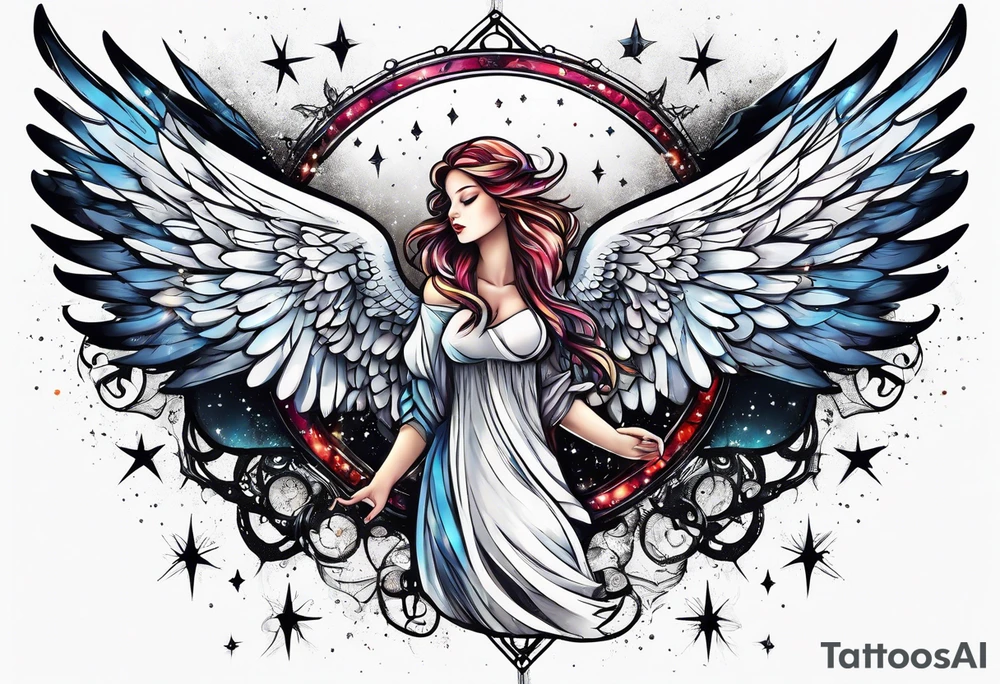 Constellation, Angel wing , snow , cross tattoo idea