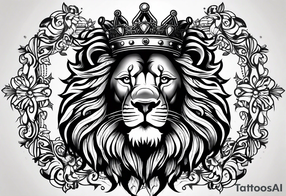 lion wearing a crown tattoo idea