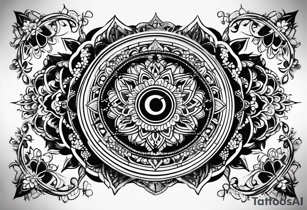 Mandala tattoo with music notes tattoo idea