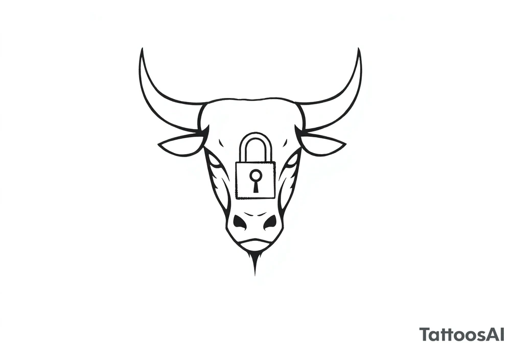 Bull symbol with lock symbol tattoo idea