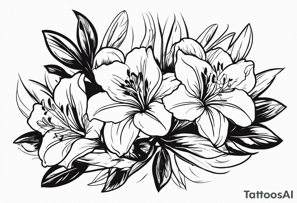 alstroemeria flowers surrrounded by greenary with powerful words some where in the tattoo tattoo idea