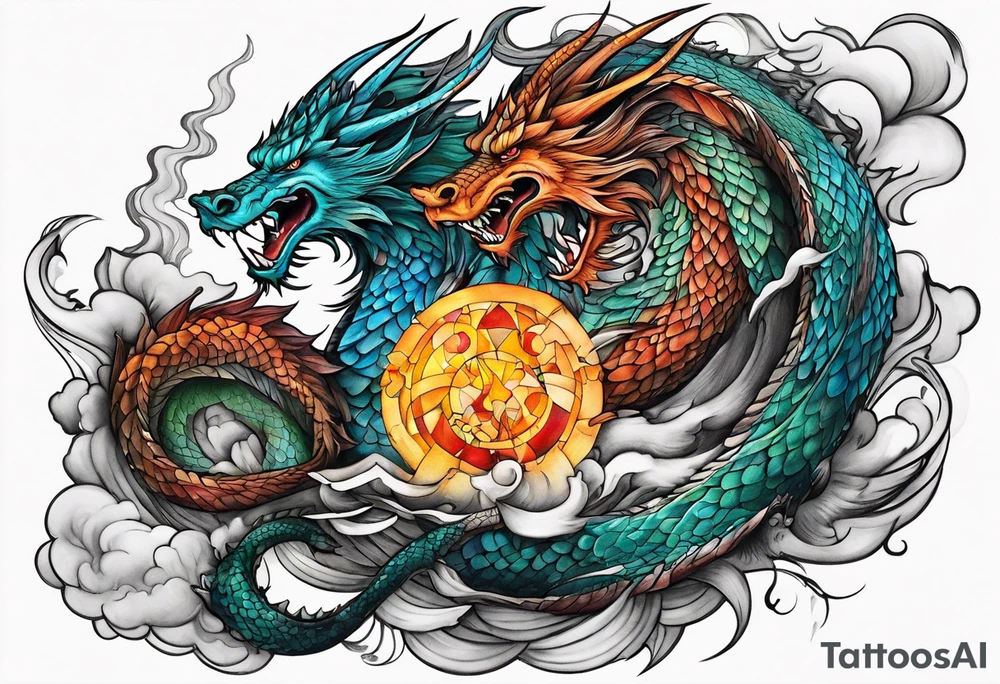 roaring dragons wizard tattoo idea