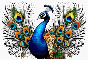 Peacock and music tattoo idea