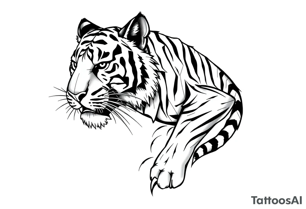 powerful majestic tiger with an extended sleeve design tattoo idea