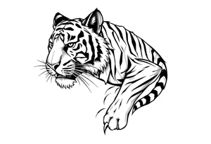 powerful majestic tiger with an extended sleeve design tattoo idea