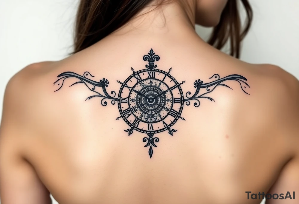 vintage roman numerals within ornate clockwork mechanism tattoo idea