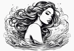 girl on her back floating in water tattoo idea