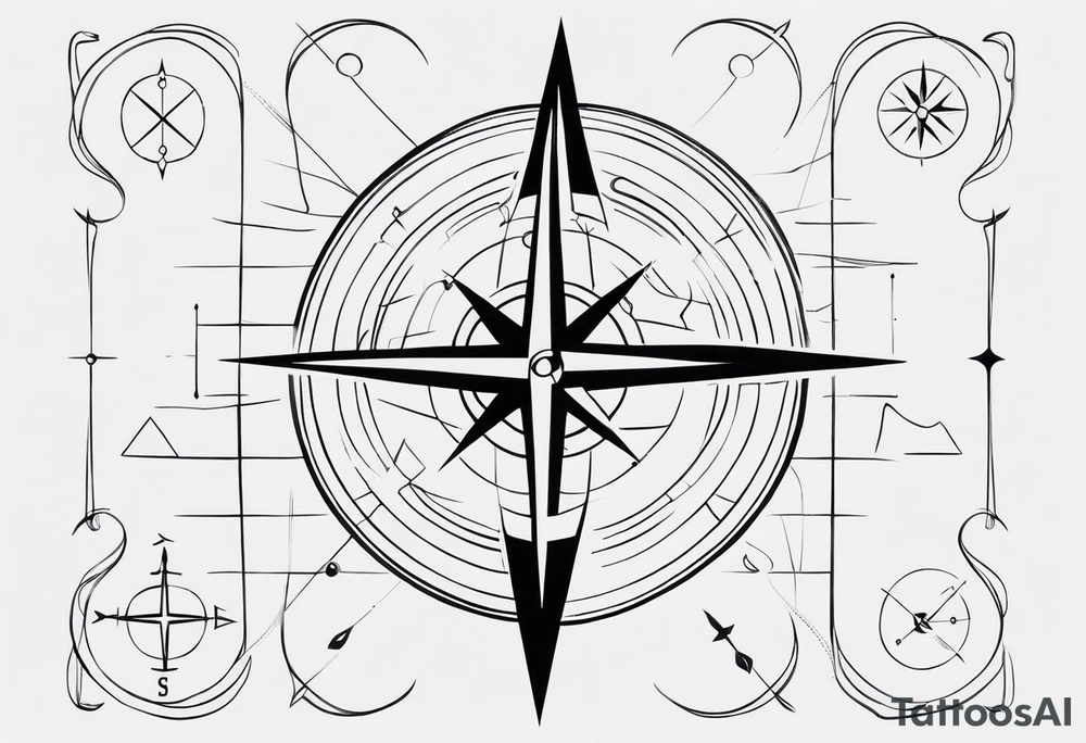 Tattoo along spine Compass
Long north and south signs tattoo idea