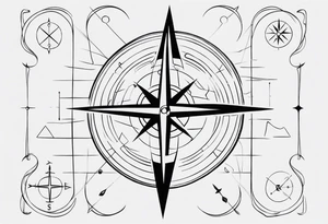 Tattoo along spine Compass 
Long north and south signs tattoo idea