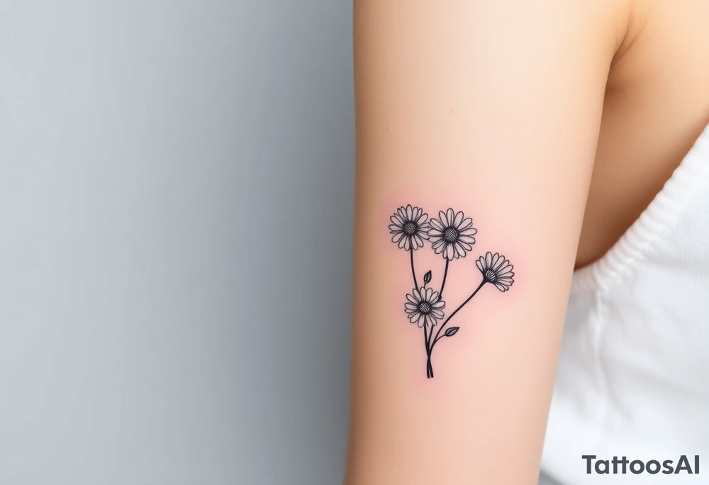 Daisies and heart tattoo idea