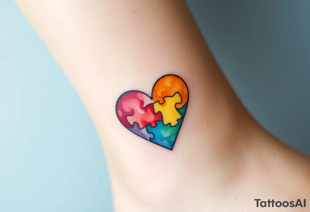 autism heart puzzle shape symbol tattoo idea