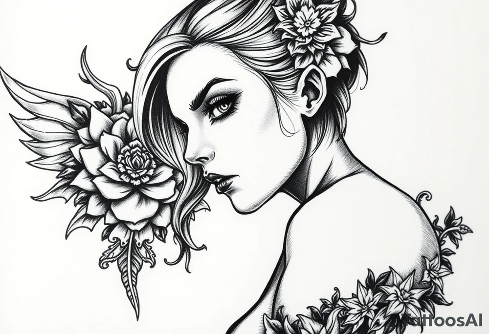 Gothic girl tattoo idea