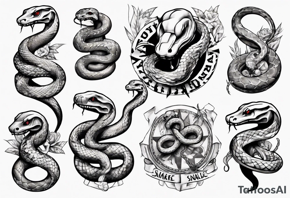 snake choking dollars tattoo idea