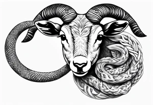 Tattoo of lamb eating a snake tattoo idea