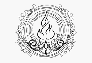 Fine line tatto , a fire with Que quote “ My God is consuming fire “ tattoo idea