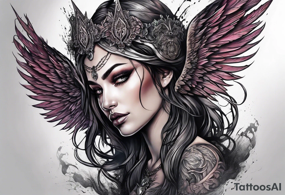 portrait of a creature death angel tattoo idea