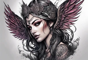 portrait of a creature death angel tattoo idea