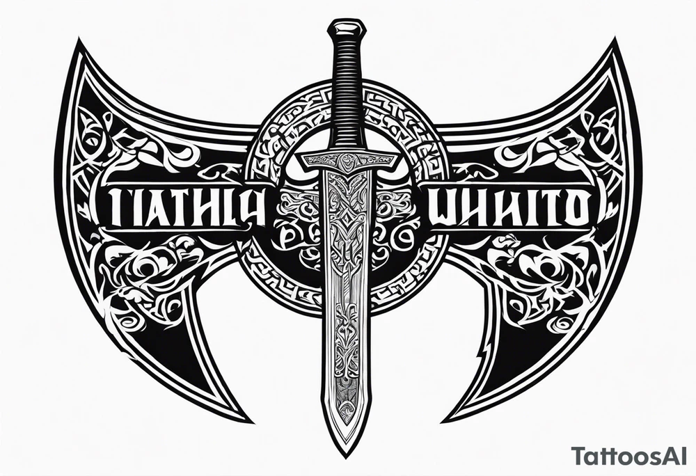 Valhalla viking shield hatchet sword tattoo idea