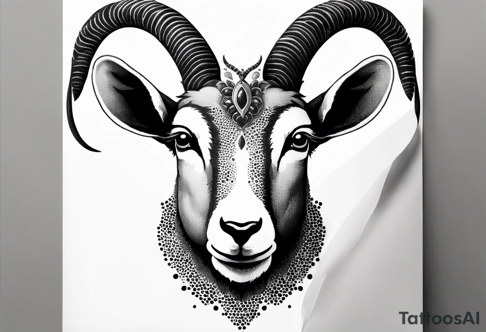 Headshot of Capricorn goat tattoo idea