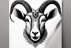 Headshot of Capricorn goat tattoo idea