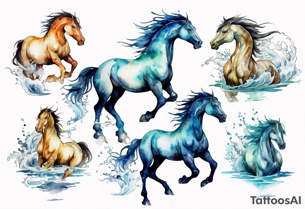 a water horse emerging from the sea tattoo idea