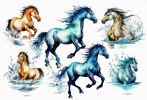 a water horse emerging from the sea tattoo idea