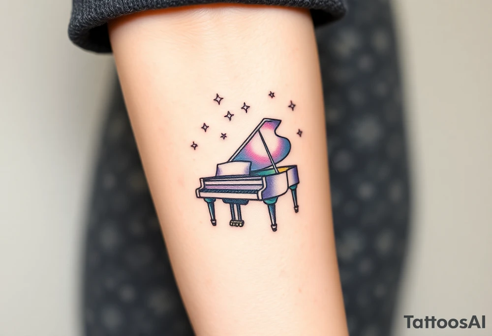 dreamy piano under the stars tattoo idea